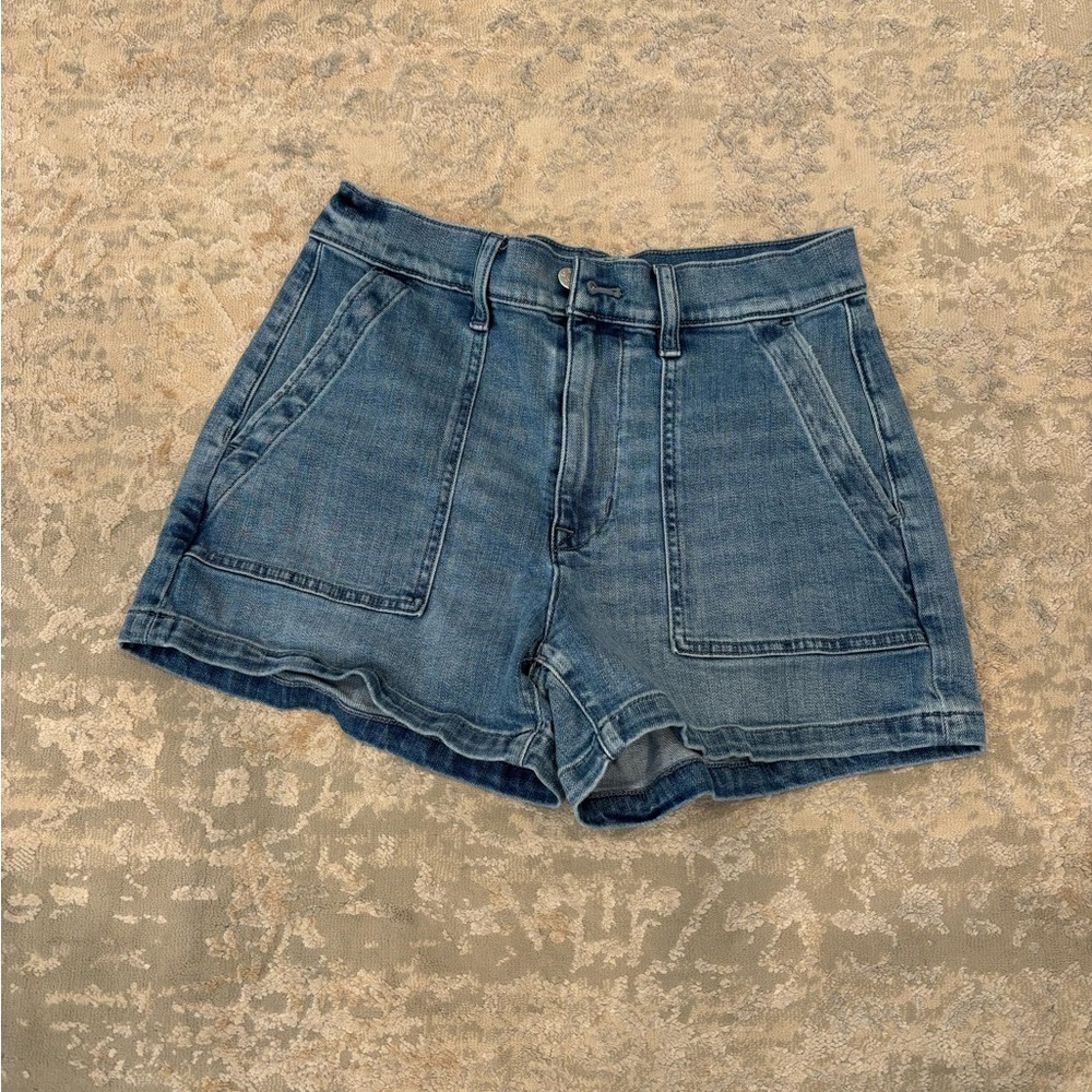 J. Crew Factory Blue Jean Shorts High-Waisted Cuffed